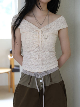 off-shoulder lace top