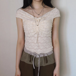off-shoulder lace top