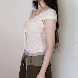 off-shoulder lace top