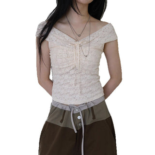 off-shoulder lace top