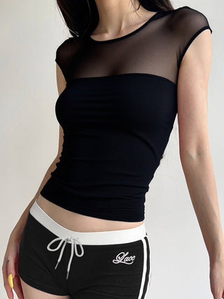 mesh round neck