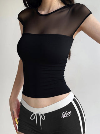 mesh round neck