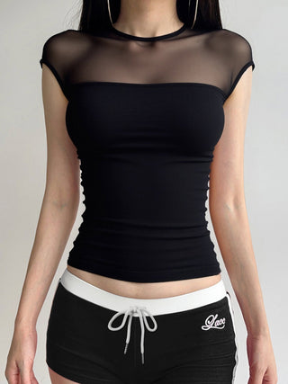 mesh round neck
