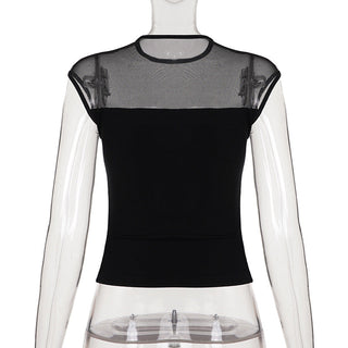 mesh round neck