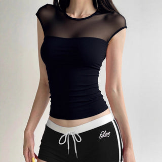 mesh round neck