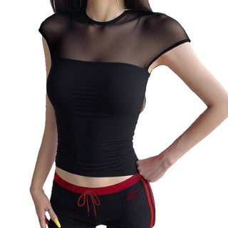 mesh round neck