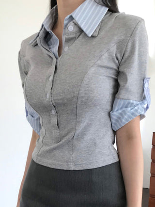 striped fake Top