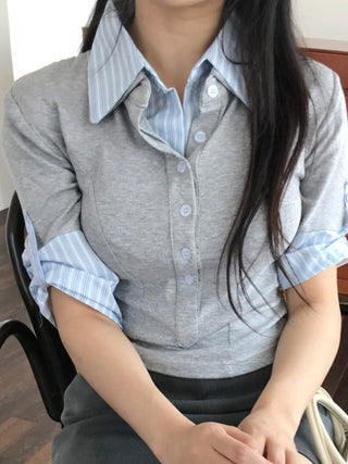 striped fake Top