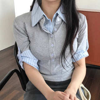 striped fake Top