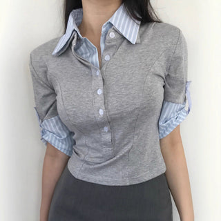 striped fake Top