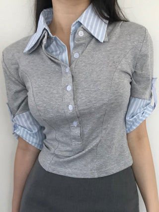 striped fake Top