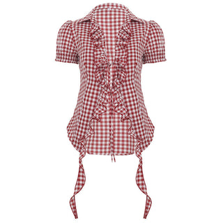 ruffled plaid Top