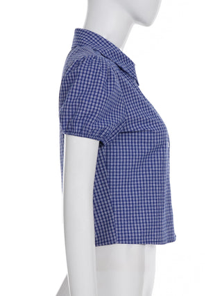 plaid lapel Top