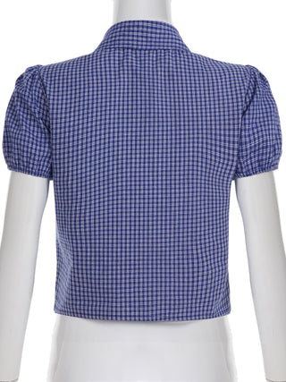 plaid lapel Top