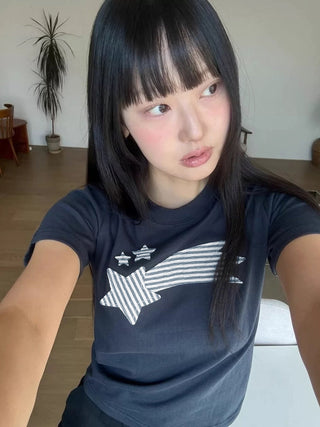star embroidered Top