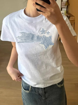 star embroidered Top
