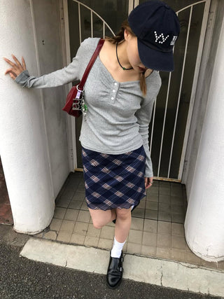 mesh plaid skirt