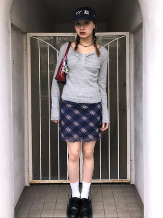 mesh plaid skirt