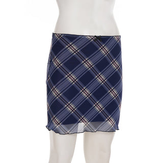 mesh plaid skirt