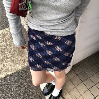 mesh plaid skirt