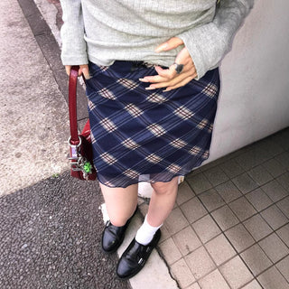 mesh plaid skirt