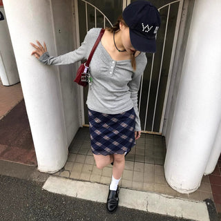 mesh plaid skirt