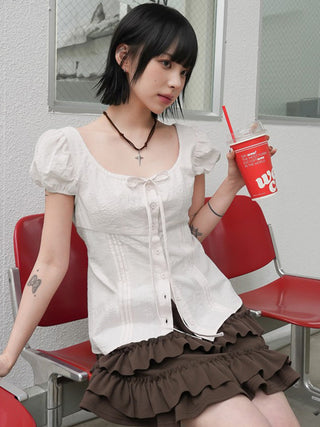 round lace-up top