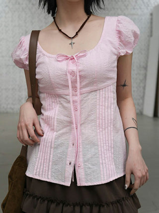 round lace-up top