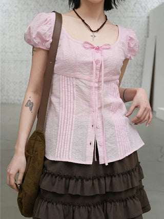 round lace-up top
