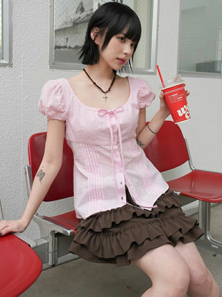 round lace-up top