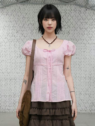 round lace-up top