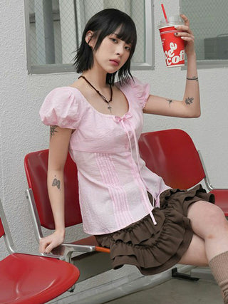 round lace-up top