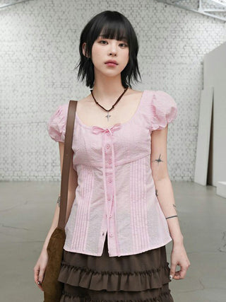 round lace-up top