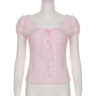 round lace-up top