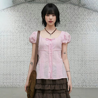 round lace-up top