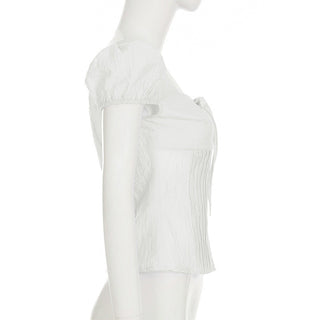 round lace-up top