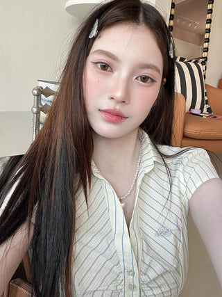 plaid embroidery Top