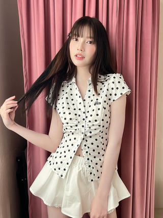 plaid embroidery Top