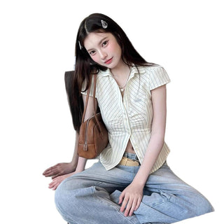plaid embroidery Top