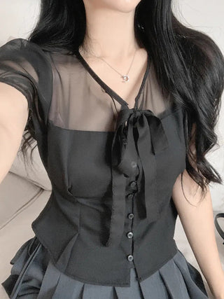 chiffon bow top
