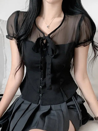 chiffon bow top