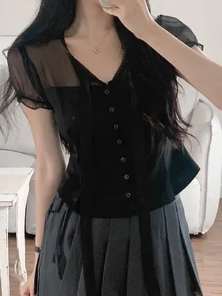 chiffon bow top