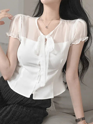 chiffon bow top