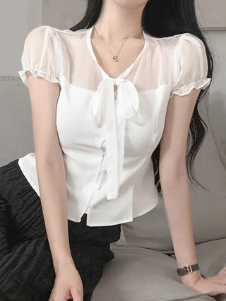 chiffon bow top