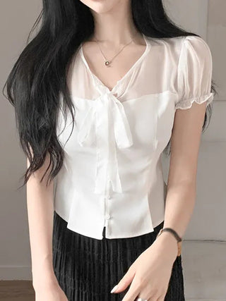 chiffon bow top