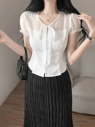 chiffon bow top