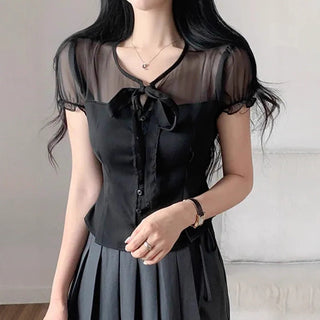 chiffon bow top