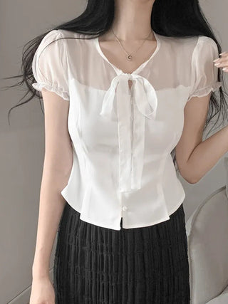 chiffon bow top