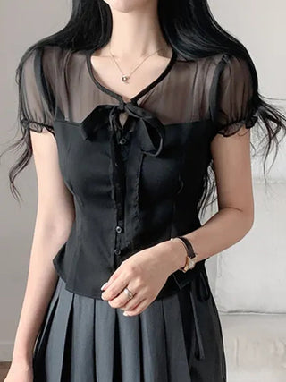 chiffon bow top