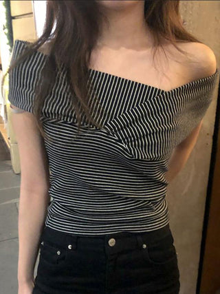 striped off-shoulder
